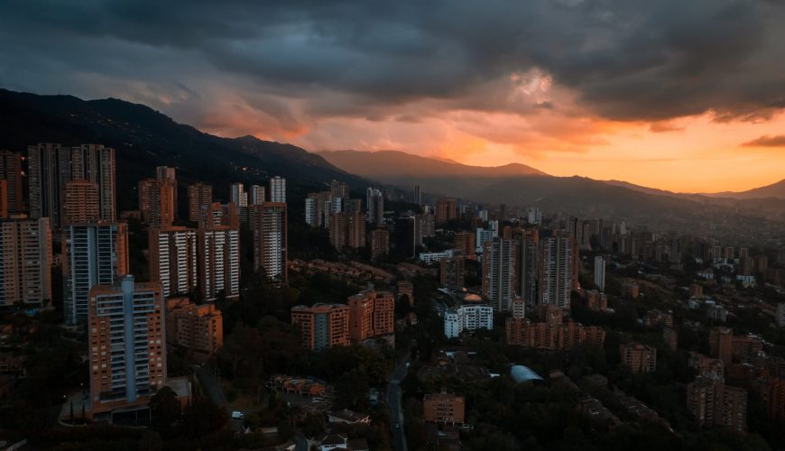 sunset over bogota in colombia